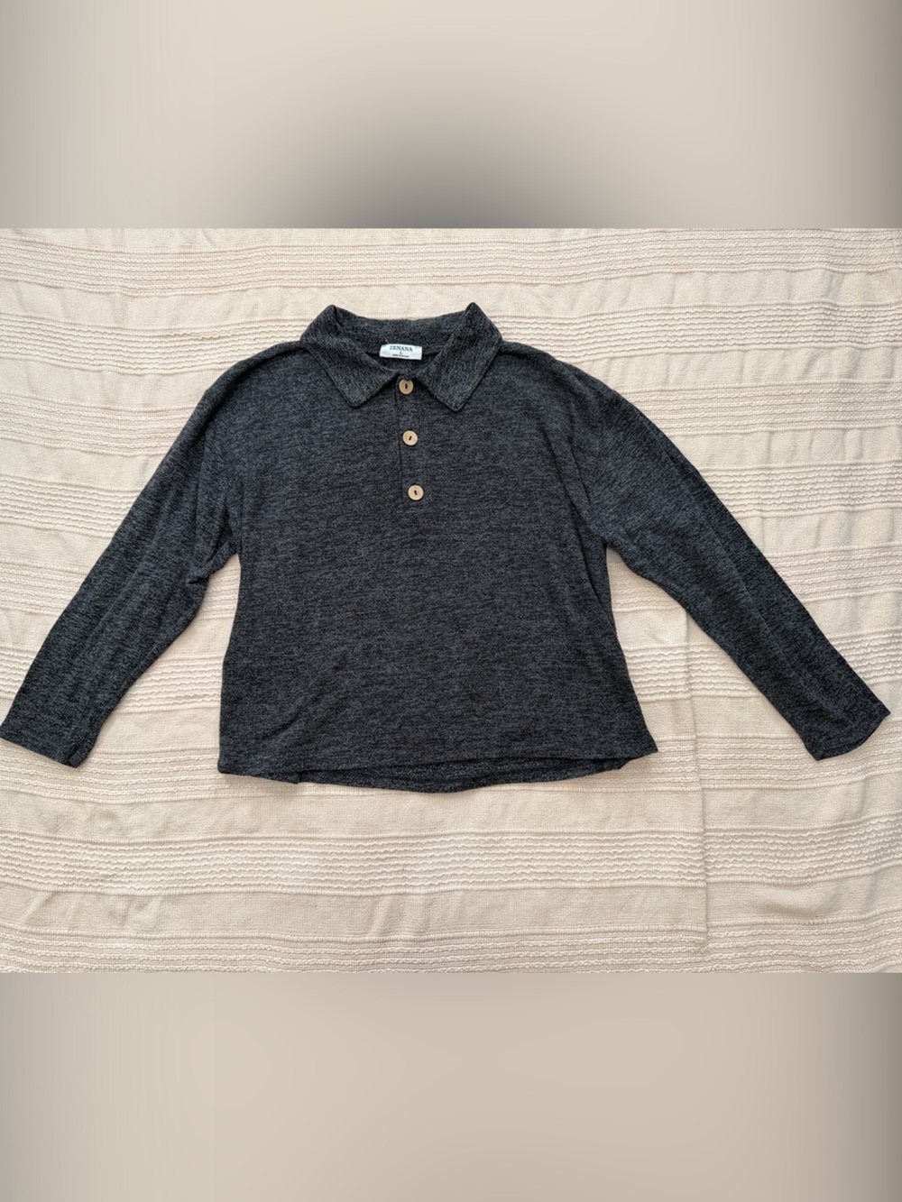 Zenana Outfitters Charcoal Gray Polo Turtleneck Sweater